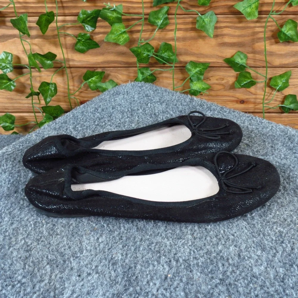 Ruby & Bloom Girls Ballet Flat Dress Shoe Size 4.5 Black Glitter Bow Casual